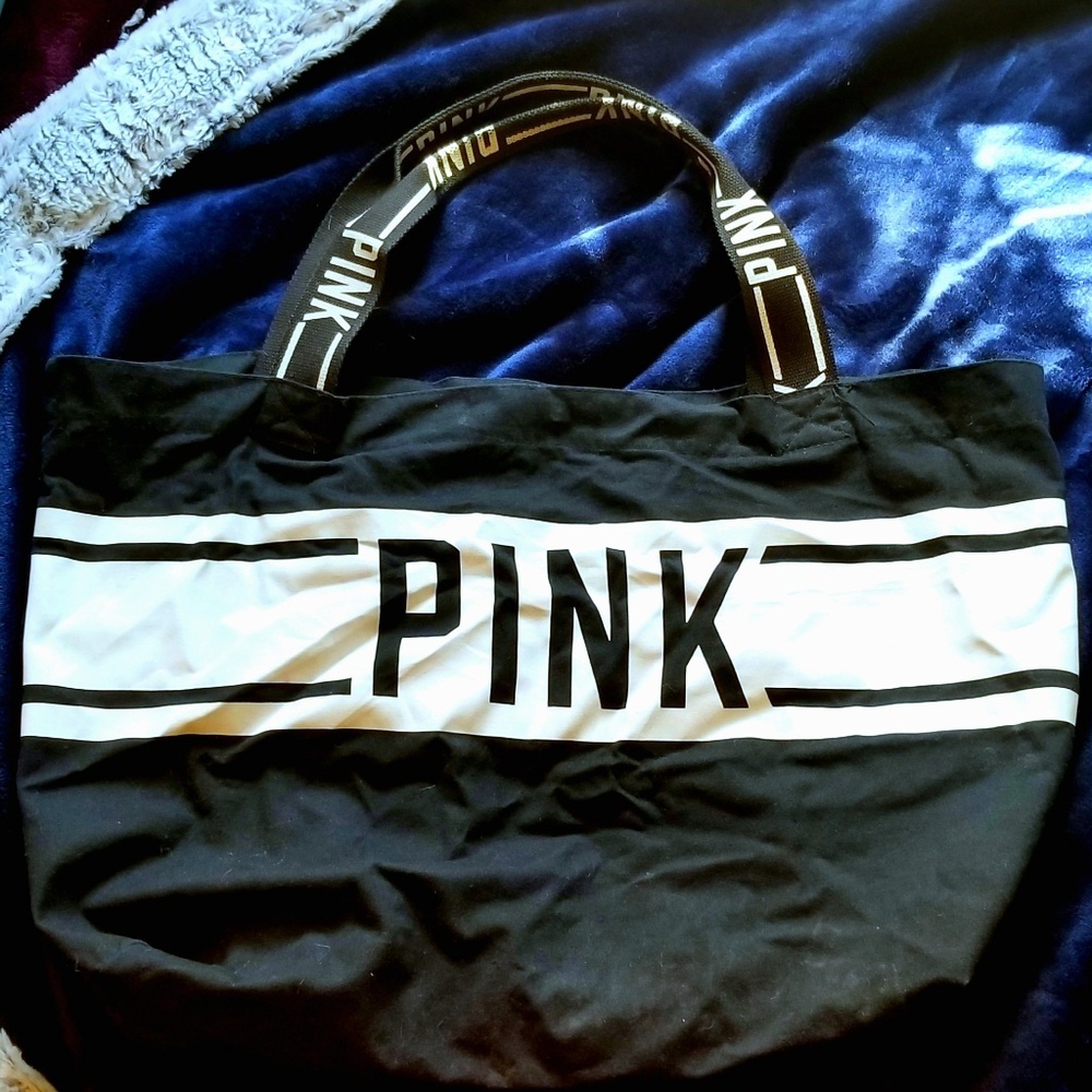 Victoria secret pink graphic logo canvas tote bag